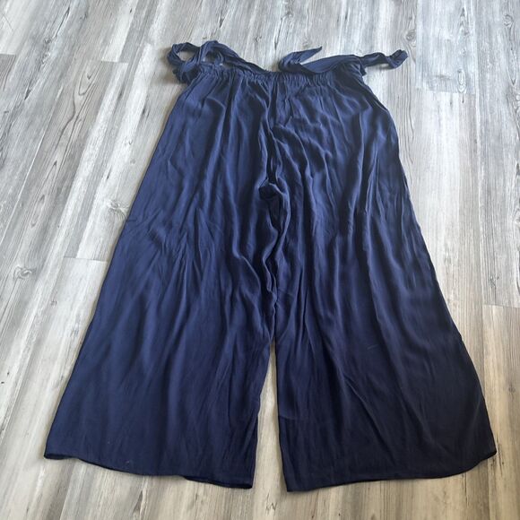 Gap Wide Leg Pull On Rayon Viscose Gaucho Pants Elastic Waist & Tie Size Large - Picture 2 of 10
